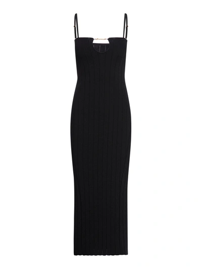 Jacquemus Knitted Lingerie Dress In Black