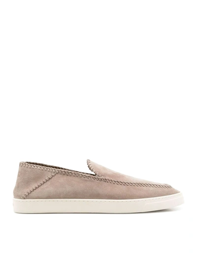 Giorgio Armani Whipstitch-trim Detail Sneakers In Beige