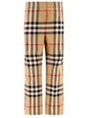 Burberry Check-pattern Flared Cotton Trousers In Beige