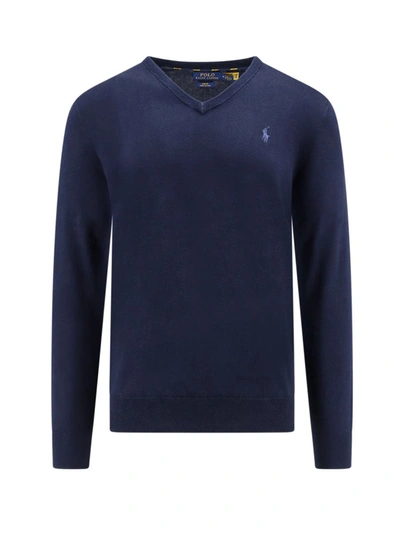 Polo Ralph Lauren V-neck Knit Sweater In Blue