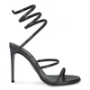 René Caovilla Crystal-embellished Wraparound Leather Sandals In Grey Satin/jet Hematite Strass