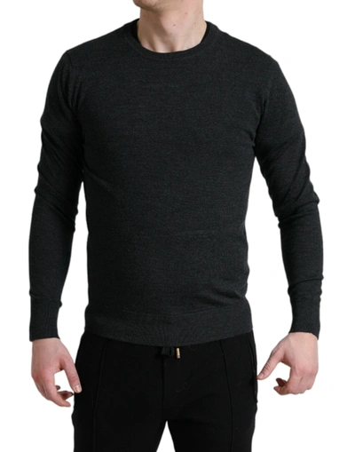 Dolce & Gabbana Grey Wool Round Neck Pullover Jumper