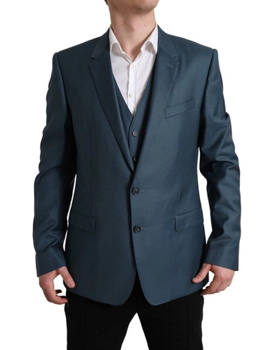 Dolce & Gabbana Green Single Breasted 2 Piece Martini Suit