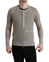 DOLCE & GABBANA HENLEY PULLOVER BEIGE CASHMERE SWEATER