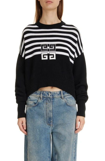 GIVENCHY OVERSIZE STRIPE 4G PATCH CROP SWEATER