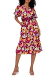 DIANE VON FURSTENBERG POLINA FLORAL BELTED STRETCH COTTON DRESS