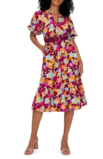 Diane Von Furstenberg Polina Belted Abstract-print Midi Dress In Multicolor