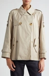 MAX MARA DOUBLE BREASTED WATER RESISTANT SHORT SWING TRENCH COAT