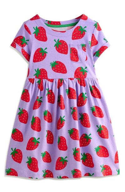 Mini Boden Kids' Cotton Jersey T-shirt Dress In Parma Violet Strawberries