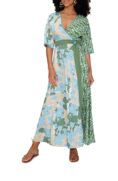Diane Von Furstenberg Eloise Floral Print Wrap Maxi Dress In E Floral Multi Ceru/ Seedling