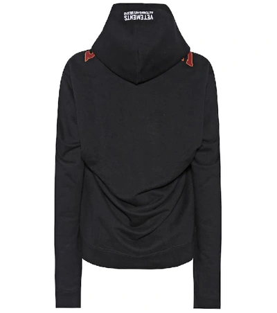 Vetements Logo Printed Hooded Cotton Sweatshirt In Black
