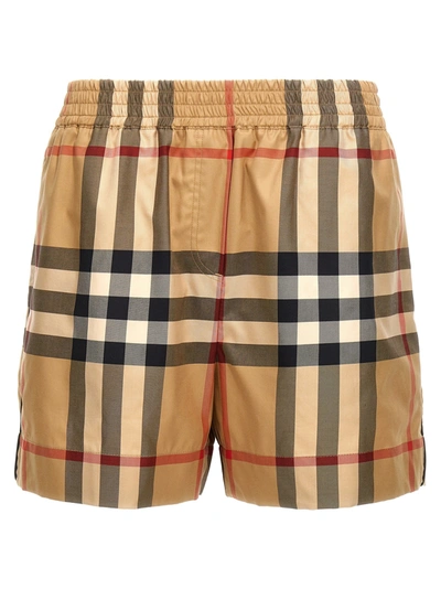 Burberry Woman Embroidered Cotton Shorts In Beige