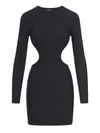 Balenciaga Cutout Long Sleeve Stretch Jersey Minidress In Black