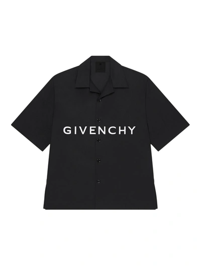 Givenchy Ss Boxy Fit Shirt W/ Hawaiian Collar In Black