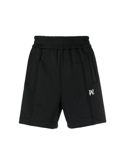 Palm Angels Monogram Track Shorts In Black Butter