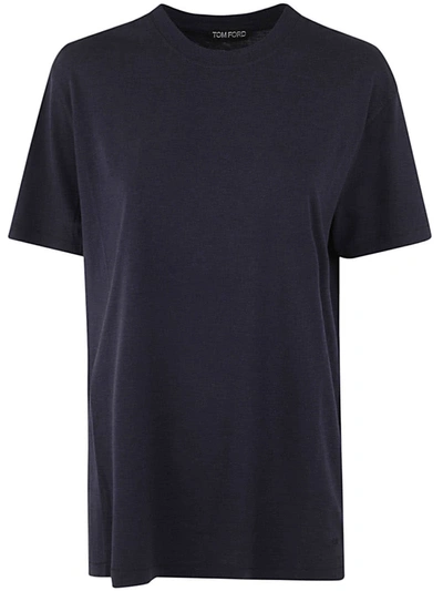 Tom Ford Cut And Sewn Crew Neck T-shirt In Dark Blue