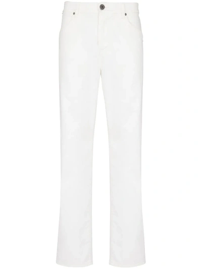 Balmain Regular Denim Trousers White Wash In Fa Blanc
