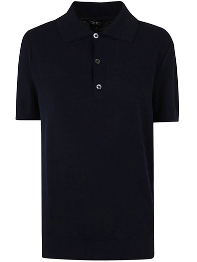Tom Ford Knitwear Polo In Ink Blue