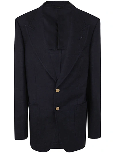 Tom Ford Single Breasted Jacket In Navy