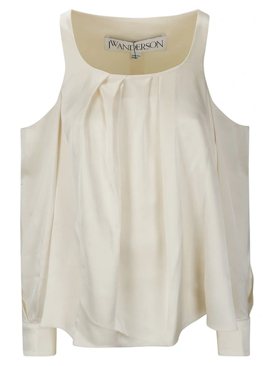 Jw Anderson Cold-shoulder Flared Blouse In White