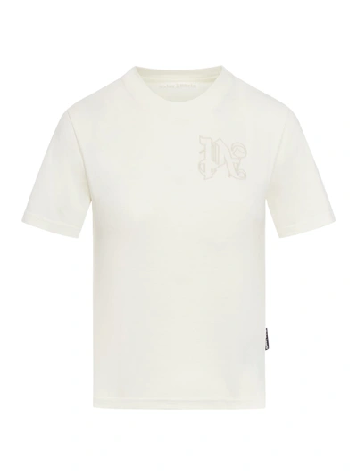 Palm Angels Monogram Fitted Tee In Off White