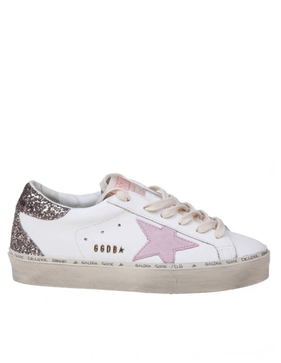GOLDEN GOOSE GOLDEN GOOSE HI STAR IN WHITE AND PINK LEATHER