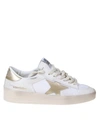 GOLDEN GOOSE GOLDEN GOOSE STARDAN SNEAKERS IN WHITE AND GOLD LEATHER AND FABRIC