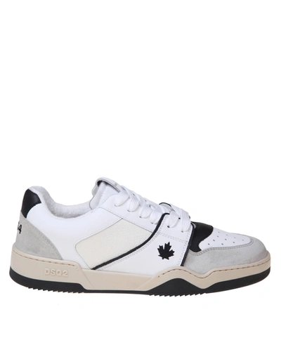 Dsquared2 Black And White Leather And Suede Sneakers In White/black