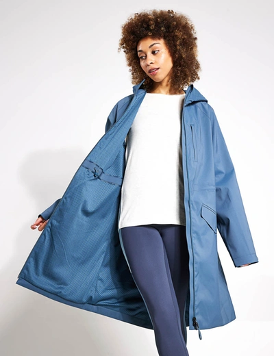 Goodmove Stormwear Waterproof Hooded Longline Parka In Blue