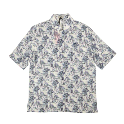 Dior X Kenny Scharf Multicolor Short Sleeve Cat Print Shirt In Beige