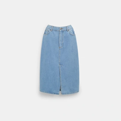 Coach Outlet Mid Denim Skirt In Blue