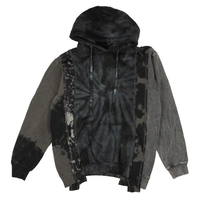 Needles Blue And Grey Cotton Rebuilt Tie Dye Hoodie In Black