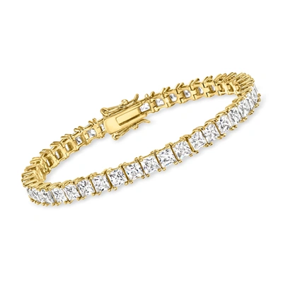 Ross-simons Princess-cut Cz Tennis Bracelet In 18kt Gold Over Sterling In Multi