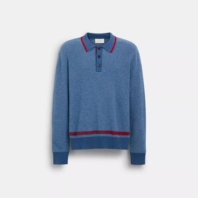 Coach Outlet Knit Long Sleeve Polo In Multi