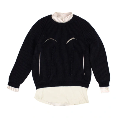 Maison Margiela Navy Layered Three-piece Sweater In Black