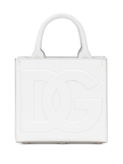 Dolce & Gabbana Dg Daily Leather Tote Bag In White