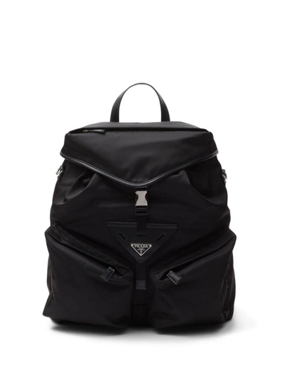 Prada Re-nylon And Leather Backpack In Nero