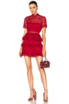 SELF-PORTRAIT SELF-PORTRAIT HIGH NECK STAR LACE PANELLED DRESS IN RED,SP15 037