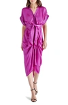 Steve Madden Sula Long Sleeve Shirtdress In Magenta Purple