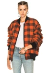 R13 REVERSIBLE DOUBLE PLAID FLIGHT JACKET IN RED, CHECKERED & PLAID, BLUE.,R13M1217 05