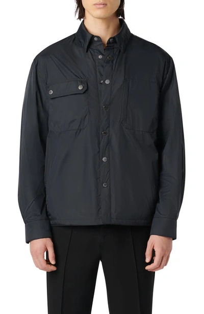 Bugatchi Water Resistant Nylon Shirt Jacket In Black