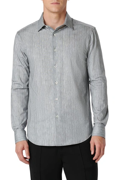 Bugatchi James Ooohcotton® Chambray Print Button-up Shirt In Black