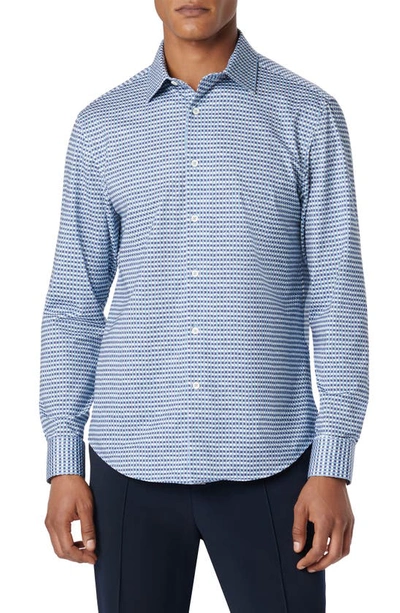 Bugatchi James Ooohcotton® Check Print Button-up Shirt In Air Blue