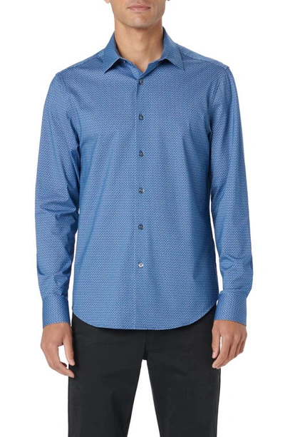 Bugatchi James Ooohcotton® Serpentine Stripe Print Button-up Shirt In Classic Blue
