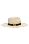 Michael Kors Karlie Straw Fedora In Natural,black,gold
