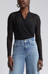 Open Edit Mesh Wrap Top In Black Night