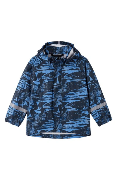 Reima Kids' Vesi Waterproof Hooded Raincoat In Denim Blue