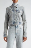 Acne Studios Light Blue Jacket With Jacquard Monogram In Denim Woman In Blue