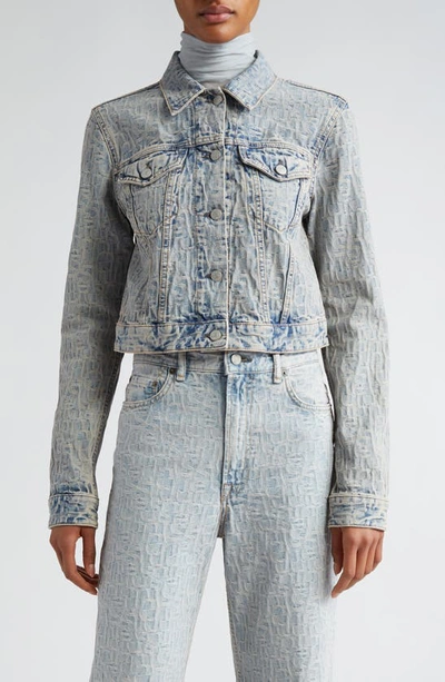 ACNE STUDIOS MONOGRAM JACQUARD CROP DENIM JACKET