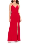 Xscape Knotted Open Back Gown In Red
